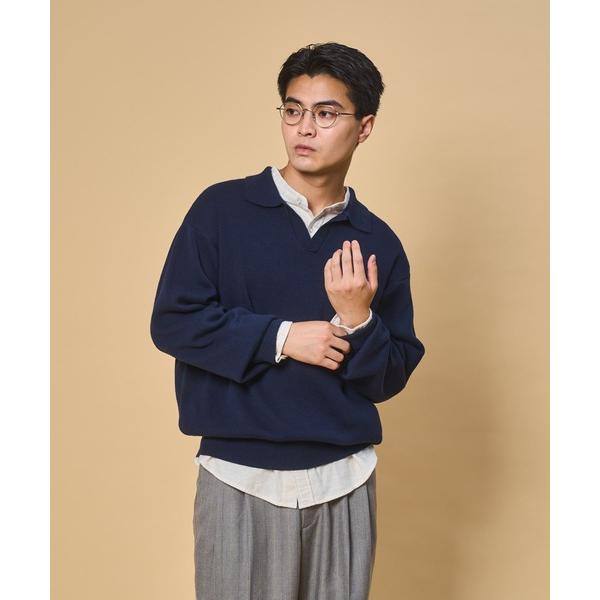 「THE BOLDMAN」 長袖ニット LARGE ネイビー メンズ