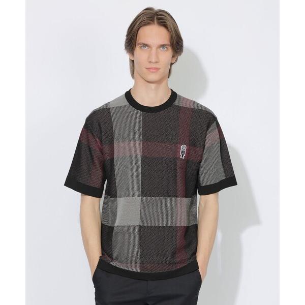 tシャツ 「WEB限定」クレストブリッジチェックメッシュニットTシャツ メンズ