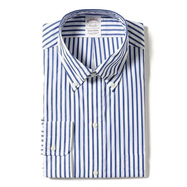 シャツ 「別注」Brooks Brothers / スーピマコットン ブロード ストライプ ポロカラーシャツ メンズ