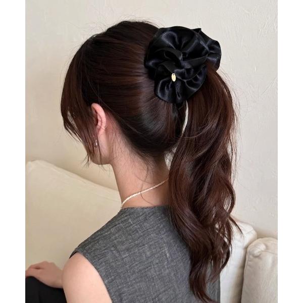 ヘアクリップ シルキー サテン フラワー バナナ ヘアクリップ
