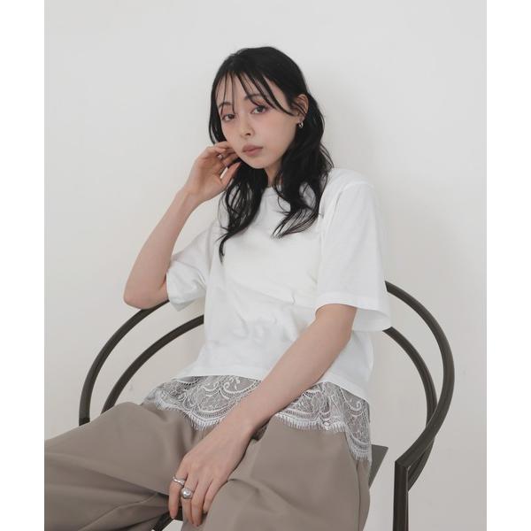 tシャツ 半袖 「UVカット＆接触冷感」レースレイヤードTシャツ レディース