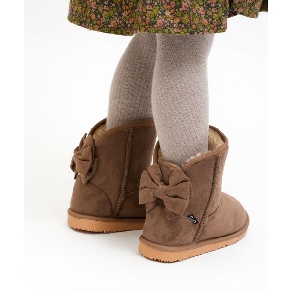 ムートン ブーツ 「13〜25cm展開」バックリボンファーブーツ キッズ 子供 女の子