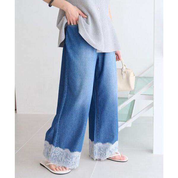 ワイドパンツ ジーンズ デニム デニムパンツ 「ZOZO限定」柔らかイージー裾レースデニムパンツ レディース