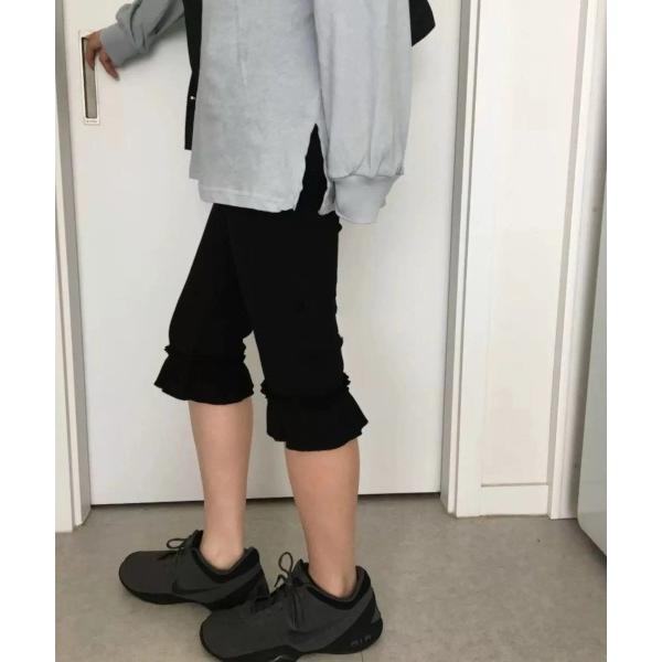 パンツ 「MASHIRO」フリルカプリパンツ ミモレ丈 スリムバイカー(MA/EKW154) レディース