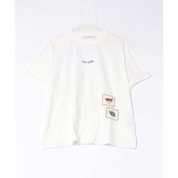 tシャツ 半袖 SUPER　HAKKA×マツモトヨーコ　30／−天竺「Natural　gift」刺繍Tシャツ レディース