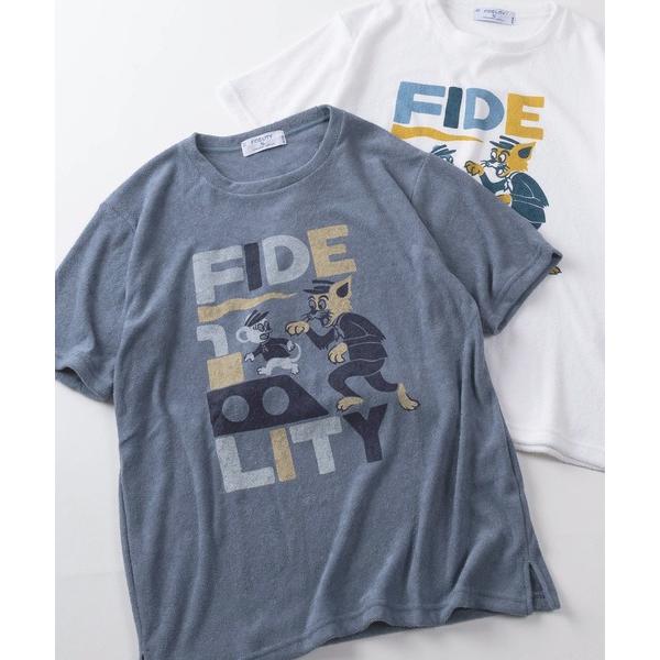 tシャツ 「72」「FIDELITY STANDARD SURPLUS/フィデリティ スタンダード サープラス」パイル キャットロゴ グラフィック クルーネックTシャツ