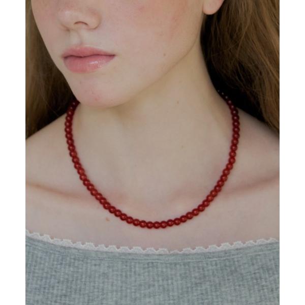 ネックレス clear red beads necklace / クリアレッドビーズネックレス レディース