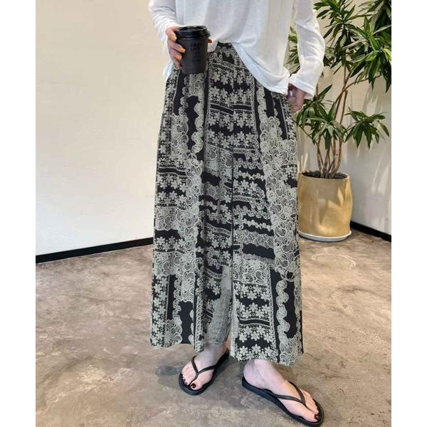 ワイドパンツ パンツ レオパード柄から花柄まで！柄アソートイージーパンツ ウエストゴム フレア ワイドパンツ リラックスパンツ レディース