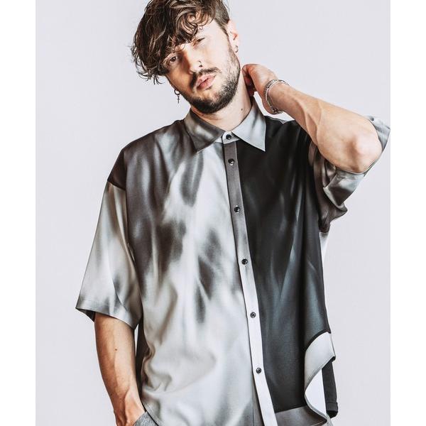 シャツ 「NO ID.」Aurora Print Sheer Shirt / オーロラ プリント シアー シャツ メンズ