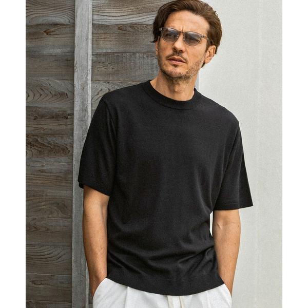 サマーニット セーター ニット 「WEB・直営店限定」AKM Contemporary(エイケイエムコンテンポラリー)シルクブレンドクルーネック半袖サマーニット メンズ