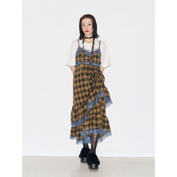 ワンピース レースドッキングアシメヘムキャミワンピース 夏服 デート服