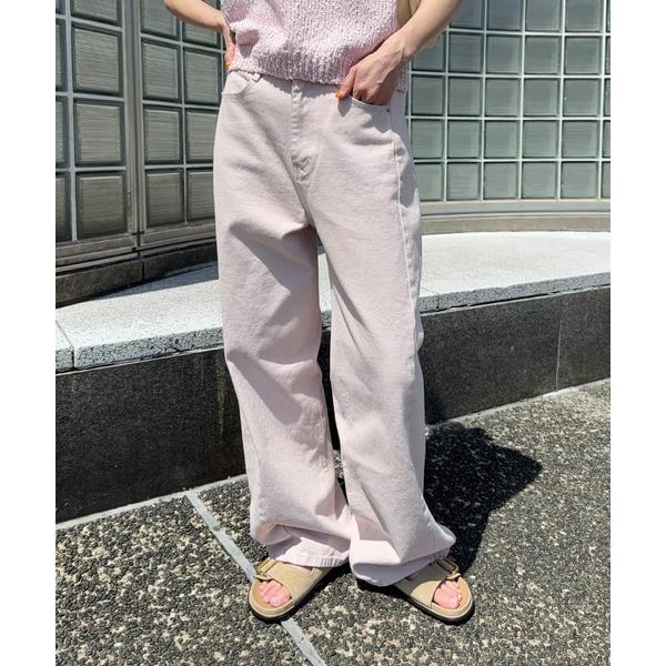 ワイドパンツ ジーンズ デニム デニムパンツ サイド切替カラーデニムパンツ レディース