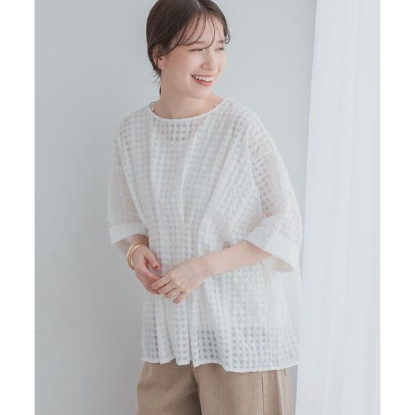 リネンシャツ ブラウス シャツ 「GOOD PRICE」シャドーチェックタックブラウス レディース