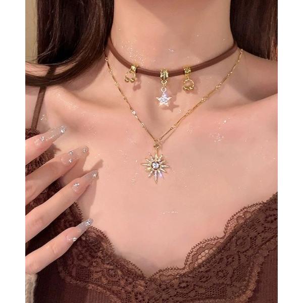 ネックレス スター＆サンモチーフネックレス2点セット(MA/EK586) レディース