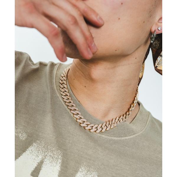 ネックレス SHORT ROUND/ラインストーンキューバンチェーンネックレス メンズ