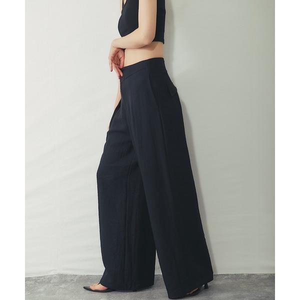 ワイドパンツ パンツ セットアップ対応リネン混ワイドパンツ レディース