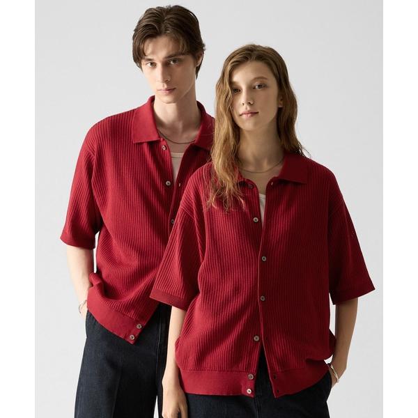 シャツ 半袖 「CLEL」Short Sleeve Mesh Knit Shirt / 半袖メッシュニットシャツ メンズ レディース
