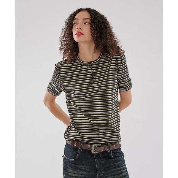 tシャツ BI COLOR BORDER HENRY T/バイカラーボーダーヘンリーT メンズ レディース