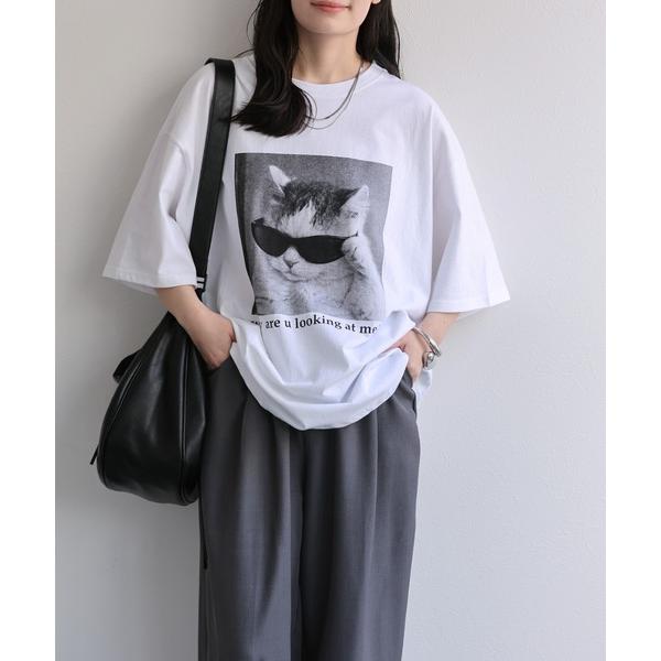 tシャツ 半袖 CATフォトプリントTシャツ / フォトプリントTシャツ レディース