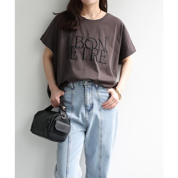 tシャツ 半袖 「接触冷感」立体ロゴ刺繍Tシャツ / 大人カジュアル レディース