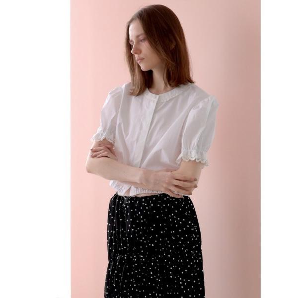 ブラウス シャツ 半袖 soft puff frill blouse レディース