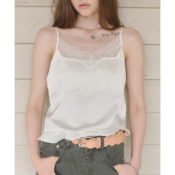 キャミソール satin lace frill camisole / サテンレースフリルキャミソール