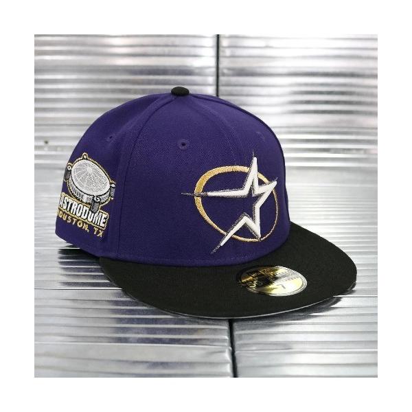ニューエラ キャップ 帽子 メンズ ニューエラ「NEW ERA」 - ヒューストン アストロズ HOMEGAME別注「Houston Astros Astro Dome Patch 59Fifty Purple/Bla…