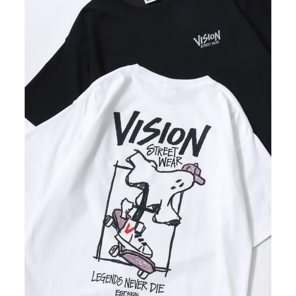 tシャツ 速乾 VISION STREET WEAR/ヴィジョンストリートウェア 吸水速乾 オーバーサイズ バックプリント ロゴ ワンポイント 半袖Tシャツ/レディース メンズ