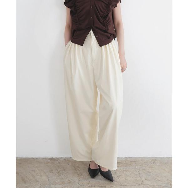 ワイドパンツ パンツ 「セットアップ対応」メニータックワイドパンツ レディース