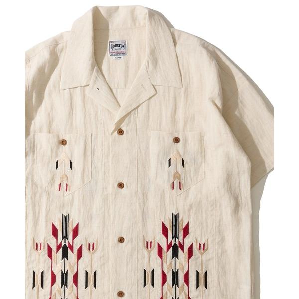 シャツ 「HOUSTON / ヒューストン」LINEN CHIMAYO SHIRT / リネン チマヨ柄 オープンカラーシャツ メンズ レディース