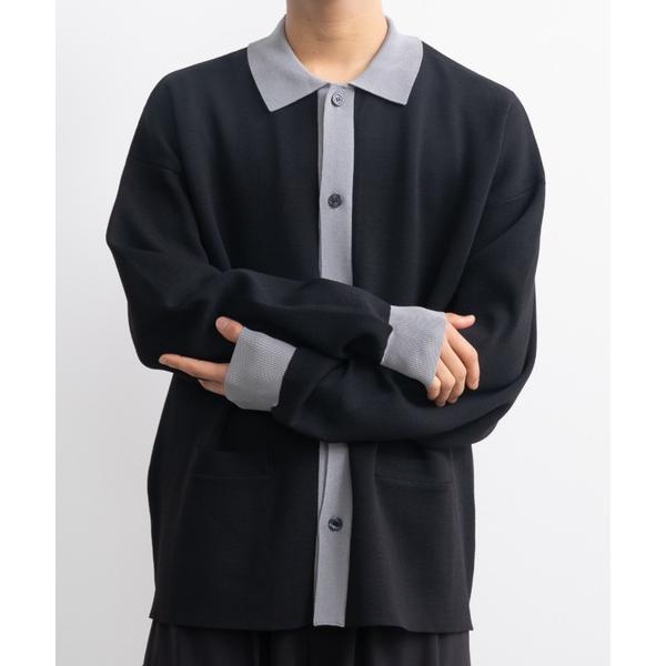 「SINSS」 ニットカーディガン SMALL ブラック メンズ