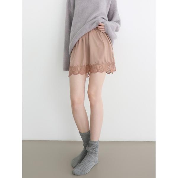 スカート lace hem satin skirt