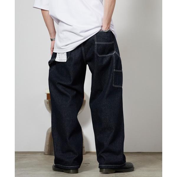 ワイドパンツ ジーンズ ヒッコリーペインターパンツ ストライプパンツ 裾ドロスト メンズ 秋 秋服 2026年秋冬 メンズ レディース