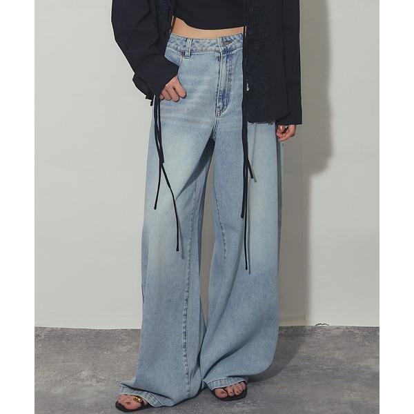 ワイドパンツ ジーンズ デニム デニムパンツ 吸水速乾デニムパンツ レディース