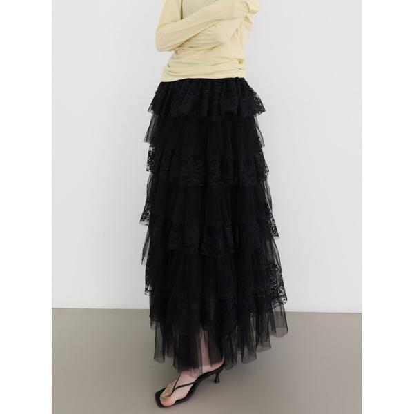 ロング スカート ruffle lace maxi skirt