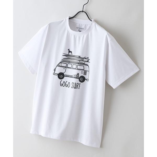 スマホショルダー tシャツ 速乾 「HEAT BLOCKER/ヒートブロッカー」「まるで着る日傘！遮熱＆UVカット」コットンライク プリントTシャツ レトロサーフ 吸…