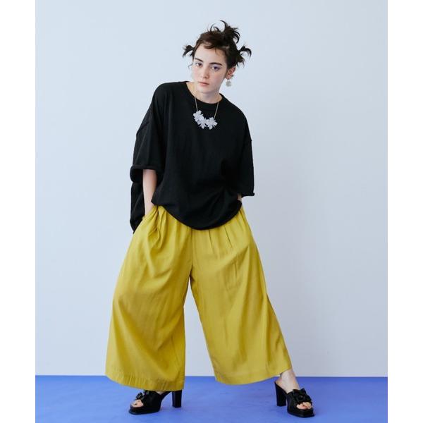 ワイドパンツ パンツ ギャザーワイドパンツ レディース