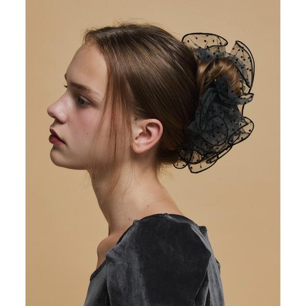 ヘアクリップ 「Su1.」ボリュームドットチュールバンスクリップ