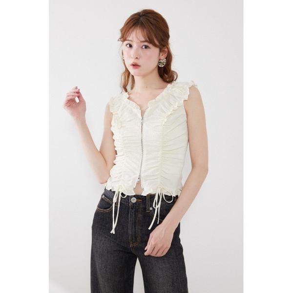ブラウス シャツ 「AKB48 倉野尾成美さん着用」フロントジップノースリブラウス 夏服 レディース