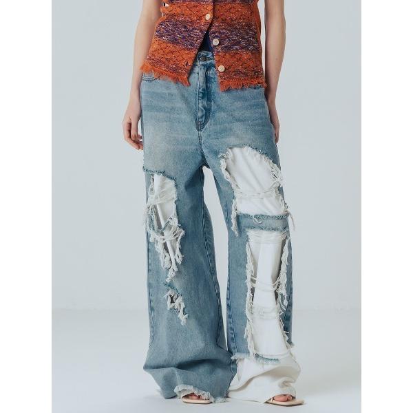 ワイドパンツ ジーンズ デニム デニムパンツ BOROBORO E69 DENIM レディース