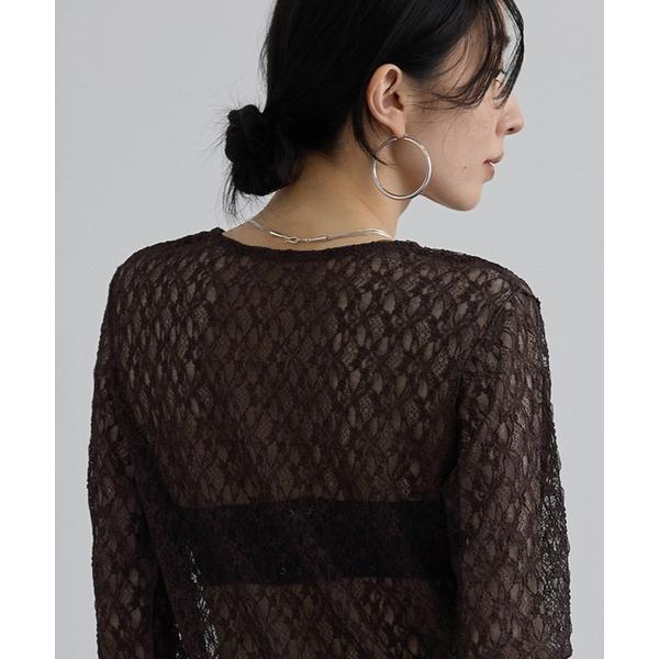 tシャツ シアーストレッチレースプルオーバー レディース