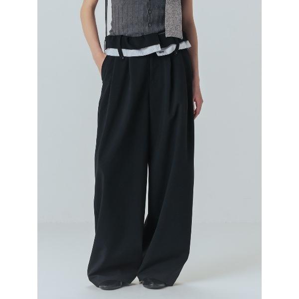 ワイドパンツ スラックス パンツ TURN BACK WAIST PANTS レディース