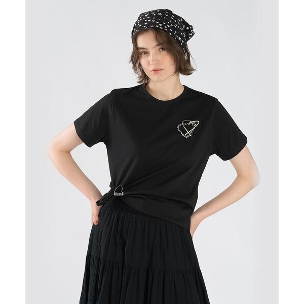 tシャツ 半袖 ロゴ刺繍 ハート プリント コットン 半袖 Tシャツ レディース