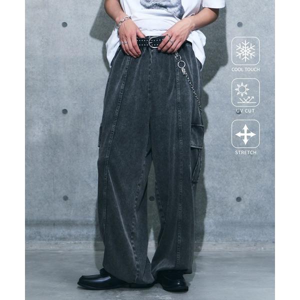 ワイドパンツ カーゴパンツ 「UNISEX/まるでデニム見え/紫外線カット/接触冷感」マルデニカーゴパンツ レディース メンズ