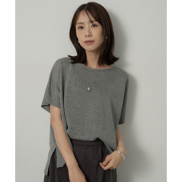ニット セーター 「アンサンブル可/品のある透け感」Tシャツ風ニットトップス レディース