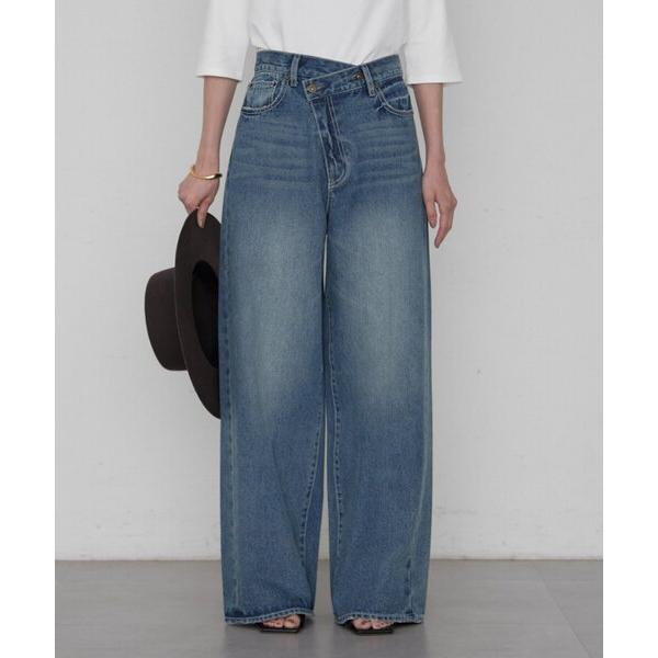 ジーンズ デニム デニムパンツ アシメワイドデニムパンツ レディース