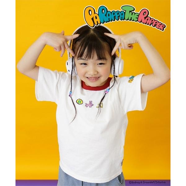 tシャツ 「親子リンク」「パラッパラッパー」リンガー配色半袖Tシャツ キッズ 子供服 男の子 女の子