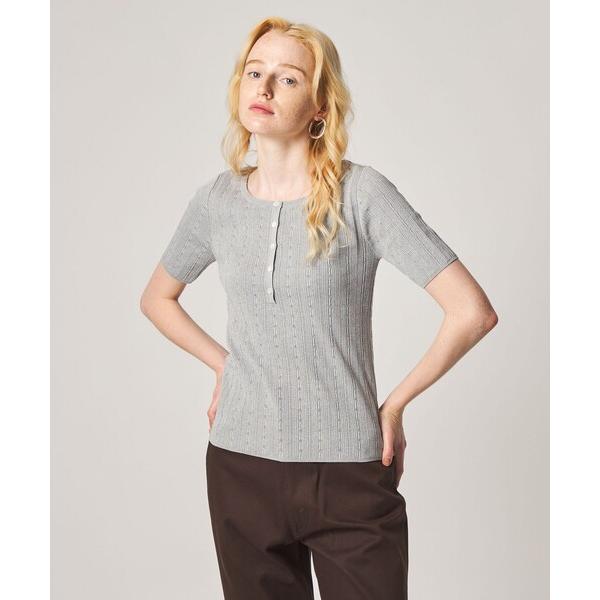 ニット セーター 「Steven Alan」アイレット リブ ヘンリーネック プルオーバー レディース