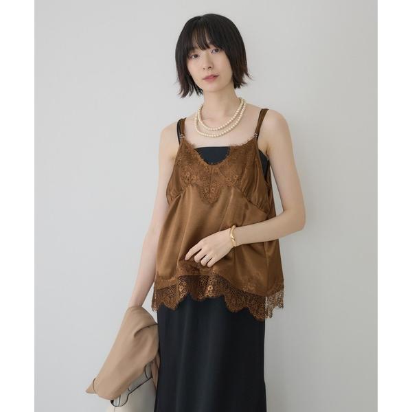 キャミソール Dignite Collier サテンレースキャミ
