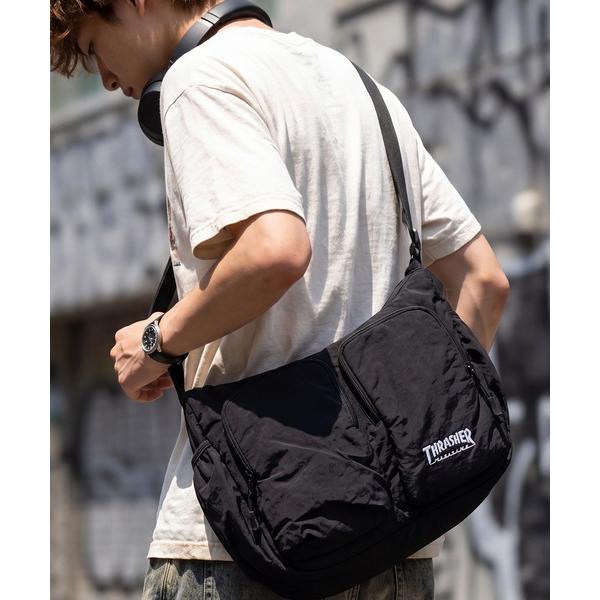 ショルダーバッグ 「THRASHER/スラッシャー」ダブルポケット ショルダーバッグ メンズ レディース